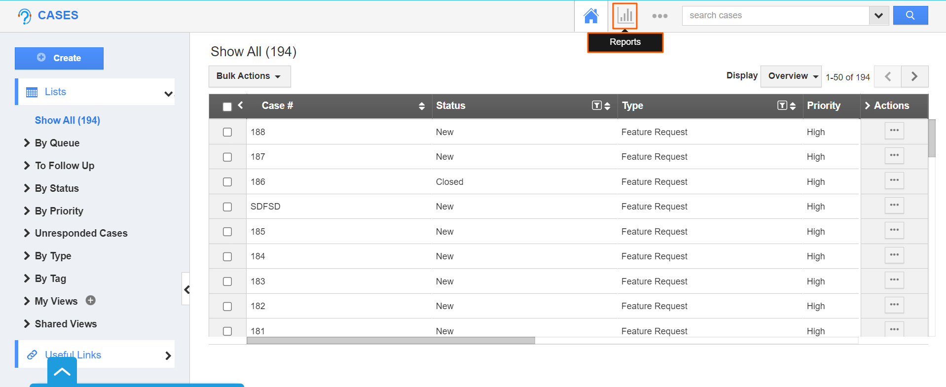 Cases - Email Messages Report icon